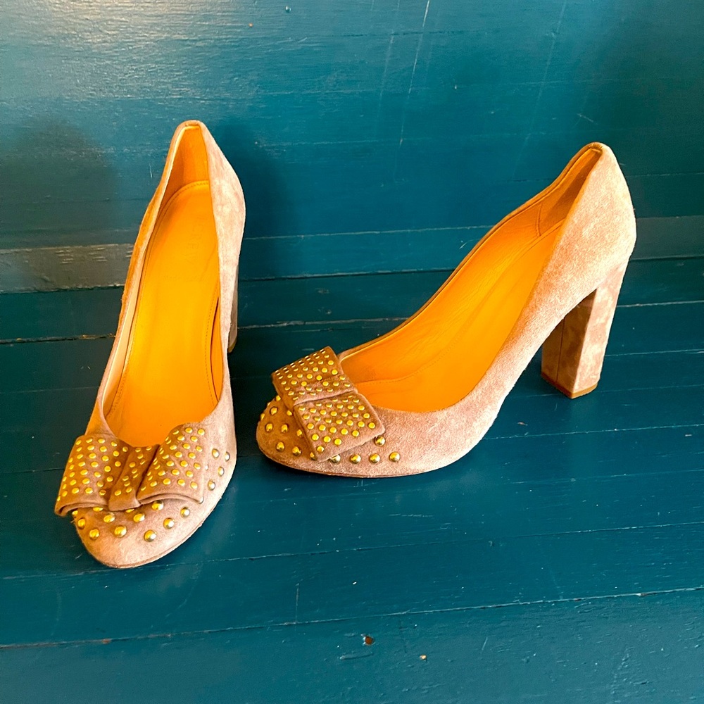 Jcrew Etta Suede Studded Pumps w Bow